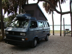 VW Bus Rentals, Sleeper van Rentals, Skylar, 1988 Vanagon Westfalia GL